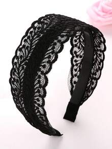 1件裝黑色鏤空蕾絲花卉刺繡髮箍，優雅時尚波西米亞風女性髮飾，適合日常穿搭、約會、聚會與外出 - 黑色 - 查看 13