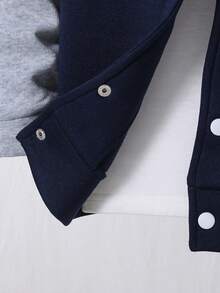 Young Boy Letter Print Hoodie And Long Pants Casual Set - Royal Blue - View 3