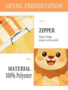 2PCS Yellow Stripe Cute Lion Kids Bedding Set (Spring/Summer Series) Double Sided Printed Duvet Cover Set Suitable For Children,Teenager,Boys And Girls All Seasons Use With Zipper Closure( No Filler) Pillowcase Size 40x60cm 100% Polyester - Multicolor - View 9