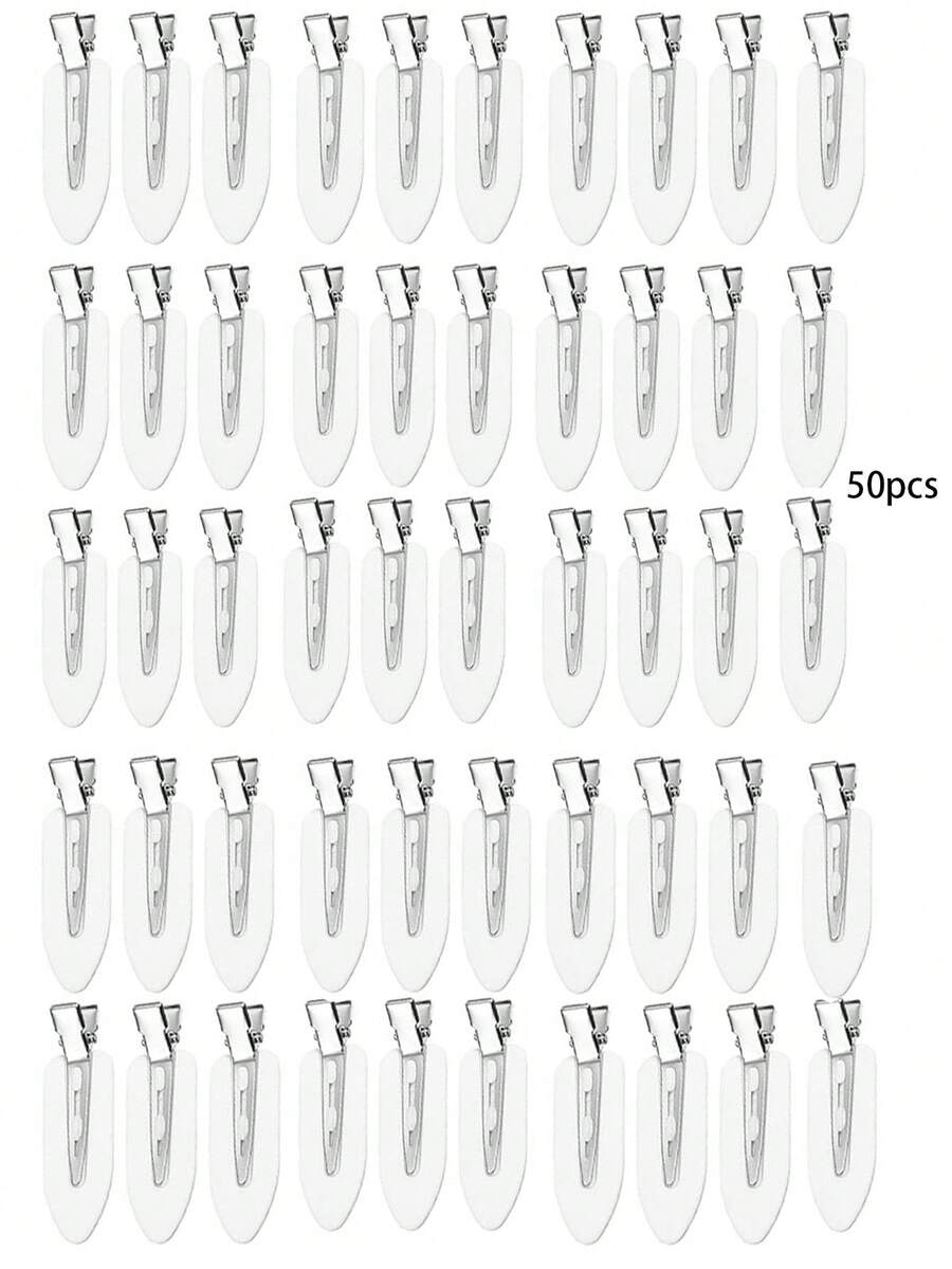 50pcs Anti-Bend Hair Clips, No-Trace Hair Clips, Crocodile Flat Hair Clips, Suitable For Hairstyle Design And Makeup, Claw Clips, Hair Clips, Hair Accessories - White - View 1