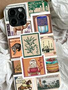 50pcs/Pack Retro Aesthetic Arabic Culture Stickers, Decorative Decals For Luggage Notebook Laptop Guitar Phone Stationery Sticker - Multicolor - View 10
