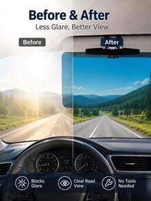 1PC Universal Clip-On Polarized Anti-Glare Car Sun Visor Extender | Car Window Sunshade/Car Sun Visor/Windshield Sunshade | Multi-Functional Protection | Car Sun Visor Extension Design Blocks Glare And UV Rays | Car Window Sunshade And Windshield Sunshade Improve Driving | Acrylic High-Definition Lens With Adjustable Clips For Secure Installation | Essential Car Accessory For Women | Car Accessories | Multi-Functional Upgrade | Suitable For Outdoor Camping Equipment And Portable Camping Supplies - 1pc - View 4