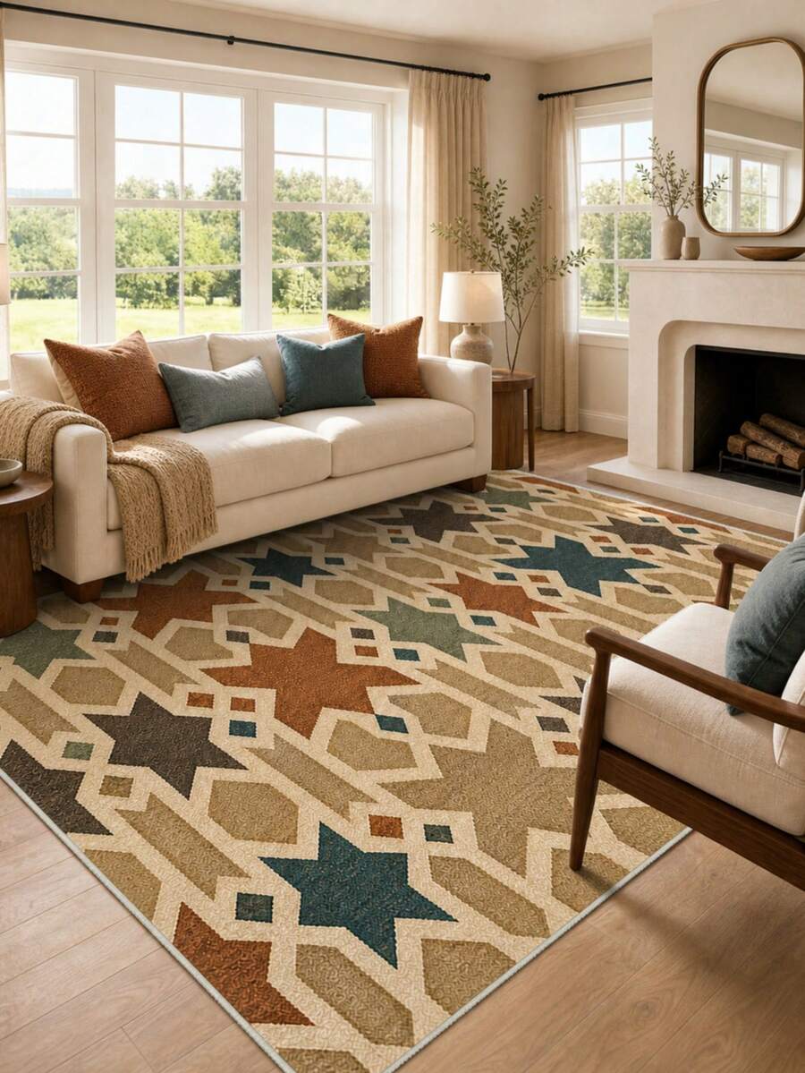 1pc Living Room Bedroom Carpet Soft Comfortable Multi-Size Plush Rug Floor Decor Washable Carpet - Multicolor - View 1