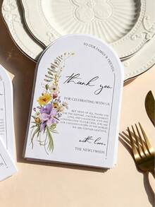 300/200/100/50/10/1pc Floral Thank You Cards, Suitable For Wedding, Reception, Rehearsal Dinner, Party, Event & Celebration Tabletop, Essential For Wedding Gift,Back To School - Multicolor - View 6