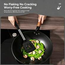2pcs Silicone Spatula Set, Solid And Hollow Spatula, Suitable For Non-Stick Cookware, Heat-Resistant Cooking Utensils, Can Cook Fish, Eggs, Steak (Khaki) - Khaki - View 10