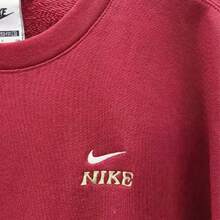 Nike Swoosh Embroidered Crewneck Pullover Sweatshirt Men's Loose Long Sleeve Daily Commute Outdoor Sports Comfortable Versatile Casual Top - Red - View 4