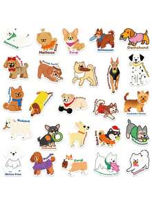 50pcs/Pack Cute Animal Pet Dogs Stickers, Decorative Decals For Notebook Luggage Phone Stationery Laptop Guitar Sticker - Multicolor - View 5