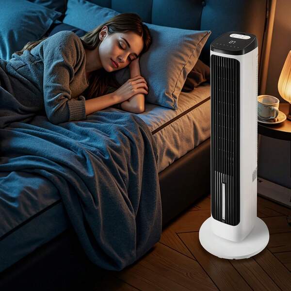 Tower Fan, 23.3ft/S Velocity Quiet Floor Fan, 70° Oscillating Fans For Indoors With 9 Speeds, 4 Modes, 24H Timer, Portable Standing Bladeless Fan With Remote Control For Bedroom, Office, Home
