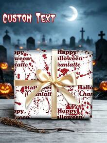 Personalized Custom Name Blood Splatter Paper Suitable For Halloween - Creepy Red Blood Splash Sheets With Editable Name Text, A3 Size For DIY Crafts, Gothic Table Decor, Gift Wrapping & Horror Party Backdrops - Adult Spooky Supplies - Multicolor - View 4