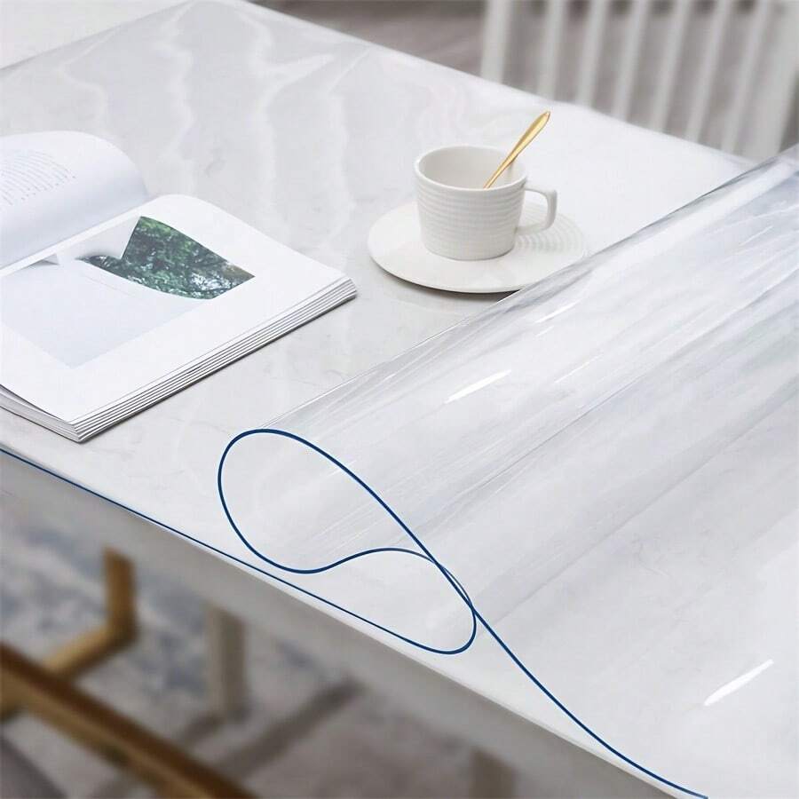 1pc PVC Tablecloth, Rectangular Dining Table Protector, 0.25Mm Thick, Crystal-Clear High-Gloss Tablecloth, Wipeable, Durable And Tear-Resistant, Easy To Clean, Versatile, Not Suitable For Glass Or Painted
