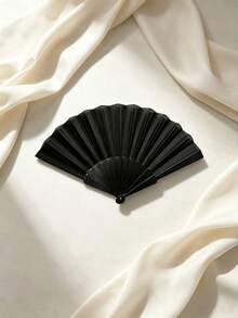1 pieza Abanico de mano plegable de plástico de unicolor, accesorio para fiesta, banquete y boda - Negro - Ver 5