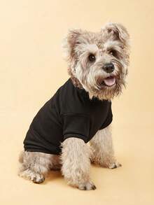 1件裝貓狗英文印花寵物狗衣服背心T恤 夏季款 - 黑色 - 查看 3