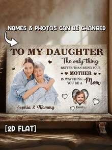 Catygift Custom Rustic To My Daughter Photo Canvas / Mother's Day Gift For New Mom Family Wall Art - As Shown - View 2