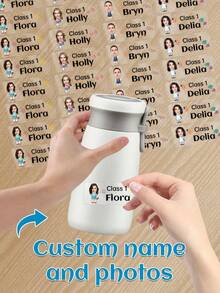 60 piezas Pegatinas transparentes personalizadas con nombre & foto - 25 estilos, Pegatinas transparentes impermeables personalizadas con etiquetas de nombre para jóvenes - Multicolor - Ver 31
