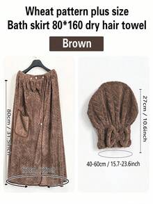 2pcs/Set Extra Large Bath Robe + Adjustable Princess Shower Cap, Size 80*210cm/80*160cm, 350g/Sqm, Quick Drying, Suitable For M-XXXXL, Thick Bathrobe For Home, Hotel, Bathroom, Travel, Sauna, Spa, Party, Swimming Pool, Picnic, All Season, Bathroom Decor - 彩色 - 查看 10