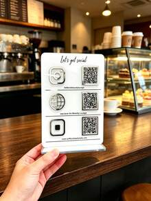 客製化壓克力 QR Code 告示牌，透明壓克力材質，清晰透亮，耐用圖案不褪色，可列印付款、社群、店家 QR Code，適合室內外展示，抗碎耐用，可客製化設計，適用於餐廳、工作室、實體店面 - 彩色 - 查看 5