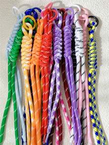 10/20Pcs Random-Colorful Nylon Rope DIY Handmade Weaving Set,Material For Woven Keychains And Backpack Ornaments,Great Choice For Valentine's Day Gift - Multicolor - View 5