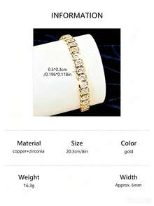 1pc Fashionable Versatile Classic Tennis Bracelet, Inlaid With Sparkling Cubic Zirconia, Suitable For Various Outfits, Can Be Given As A Gift - Rectangle - View 15