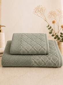 Diamond Pattern Jacquard Shawl Collar Bathrobe - S/M - L/XL - Made In Turkey - Olive Green - View 2