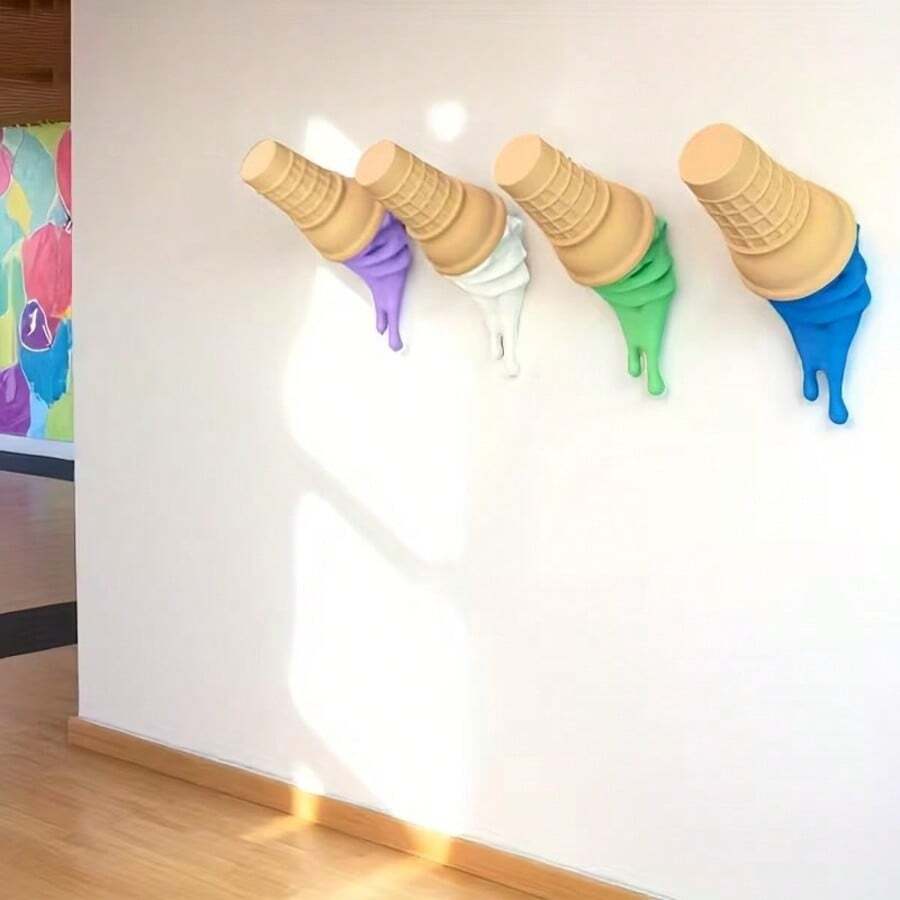 3D Ice Cream Hook, This Fun And Colorful Melting Ice Cream Decoration Can Add A Sweet Touch To Any Purpose You Desire. It Is Perfect For Hanging Pool Towels Or Kitchen Towels.