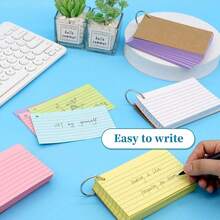 3 Packs 150 Sheets 3x5 Inch Index Cards, Random Color Flash Cards With Rings & Stickers, Lined Grid Study Note Cards, Portable Memory Cards For School, College, Learning, Studying, Note Taking And Exam Prep - one-size - View 4
