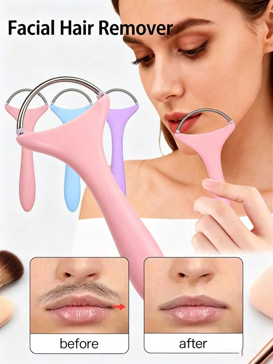 Set Pencabutan Bulu Wajah Tanpa Rasa Sakit 3/1 buah, Epilator Roller Pegas Portabel, Cocok untuk Menghilangkan Bulu Berlebih di Bibir Atas, Dagu, Leher, Lengan dan Kaki, Dirancang untuk Kecantikan/Riasan