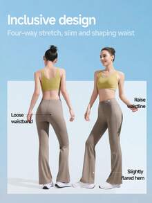 Beneunder Women's High-Elasticity Light-Sculpting Flare-Leg Pants HE008 - Grey - View 4