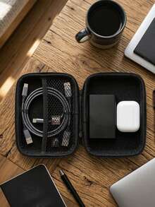 Bag-In-Bag Storage Bag Cartoon Creative Data Cable Storage Bag, Phone Charger, Earphones, USB Flash Drive, Portable Storage Box, Zero Wallet, Bluetooth Earphones, EVA Storage Bag - Black - View 4