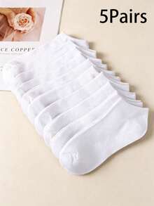 10/30/50 Pairs Men's Solid Color Sweat-Absorbent Casual Low-Cut Boat Socks1/5/15/20Pairs - White - View 8