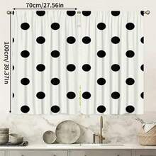2 piezas Cortinas con estampado de lunares grandes en blanco y negro, impresión de un solo lado, semi-opacas - Cortinas con bolsillo para barra, decoración para dormitorio, sala de estar, cocina, múltiples tamaños disponibles, protección de privacidad, lavables a máquina, resistentes a la decoloración (barra no incluida) - Multicolor - Ver 14