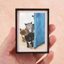 1pc Gangsta Cat Pattern Wooden Refrigerator Magnet, Craft Gift Suitable For Home Fridge And Mailbox Decoration! - one-size - View 34