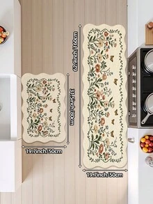 1pc Floral Pattern Runner Rug, Area Rug For Kitchen, Bathroom, Outdoor, Indoor, Bedroom, Living Room, Bedside, Decorative Rug, Machine Washable, Easy To Clean, Non-Slip Backing, Entryway Mat, Bedroom Bathroom Decor Rug - Multicolor - View 13