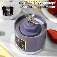 Tragbarer USB-Ladebetriebener Mixer Und Hand-Entsafter, Leicht Zu Reinigen, Ideal Für Smoothies, Milchshakes Und Frische Fruchtgetränke, Mit Digitalanzeige, Perfekt Für Zu Hause, Im Büro Und Auf Reisen - Violett - Übersicht 6