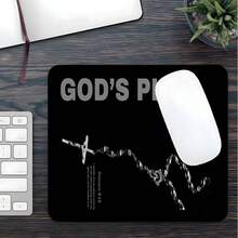 1pc Extra Large Black Background Text Prayer Beads Cross Pattern Mouse Pad, With Non-Slip Rubber Base And Stitched Soft Fabric Keyboard Mat. Minimalist Cool Black And White English Vintage Graphic Aesthetic With Non-Slip Rubber Base And Stitched Soft Fabric Keyboard Mat, Suitable For Gaming, Home Office And Study Scenarios. - View 4