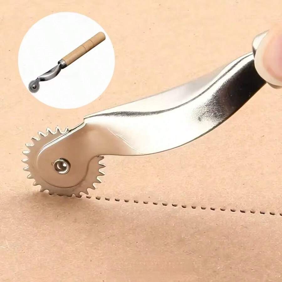 2pcs Rolling Perforating & Scoring Wheel With Wooden Handle, Durable And Sturdy, Suitable For Scratch Projects And Cardboard Box Modification, Achieving Smooth Bending And Folding - A - View 1