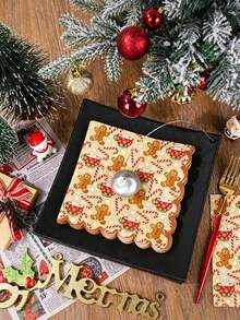 20pcs/1pc Christmas Themed Napkins, Printed With Gingerbread Man, Candy Cane And Snowflake Patterns, Wavy Edge Design, Suitable For Christmas Party Table Setting, Winter Themed Party, Christmas Dinner, Birthday Party And More - One Size Fits All - View 5