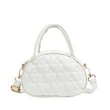 Bolso de hombro para niña de cuero PU con bordado de hilo, color liso, bolso bandolera - A - Ver 7