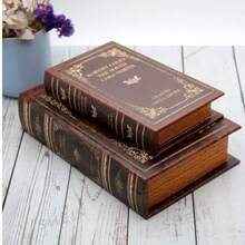 British Classic Pattern Wooden Book-Shaped Storage Box, Desktop Decor, Jewelry Secret Trinket Box, Suitable For Jewelry, Souvenirs And Gifts - A - View 2