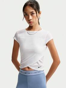 Nike Women's AS W NK Cap Sleeve Crossover Short Sleeve Knit Collarless T-Shirt TIV5006-100 - White - View 1