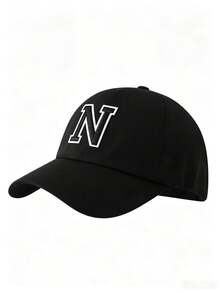 1pc Solid Color Open Back Ponytail Baseball Cap With26 Letters, Women Fashion Sports Sun Hat ForOutdoor UV Protection - Black Label - Black Ponytail Hat - View 7