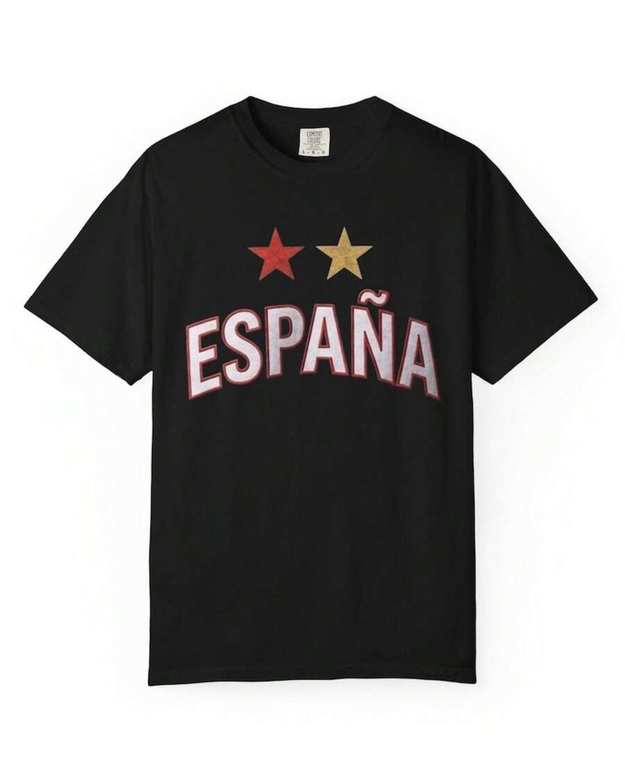 Conjuntos de verano para hombre España Campeones 2026 Camiseta - Negro - Ver 1