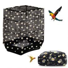 Bird Cage Seed Collection Protective Net Cover, Parrot Nylon Dust-Proof & Anti-Spill Net, Soft Elastic Cage Edge Fabric, Universal Round & Square Bird Cage, Size 15.7*87 Inches - View 4