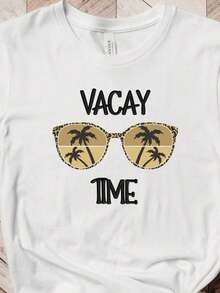 Vacay Time Urlaub Grafik T-Shirt Reise Strand Familie Lässig Tee Geschenk für Reisende Unisex - Weiss - Übersicht 1