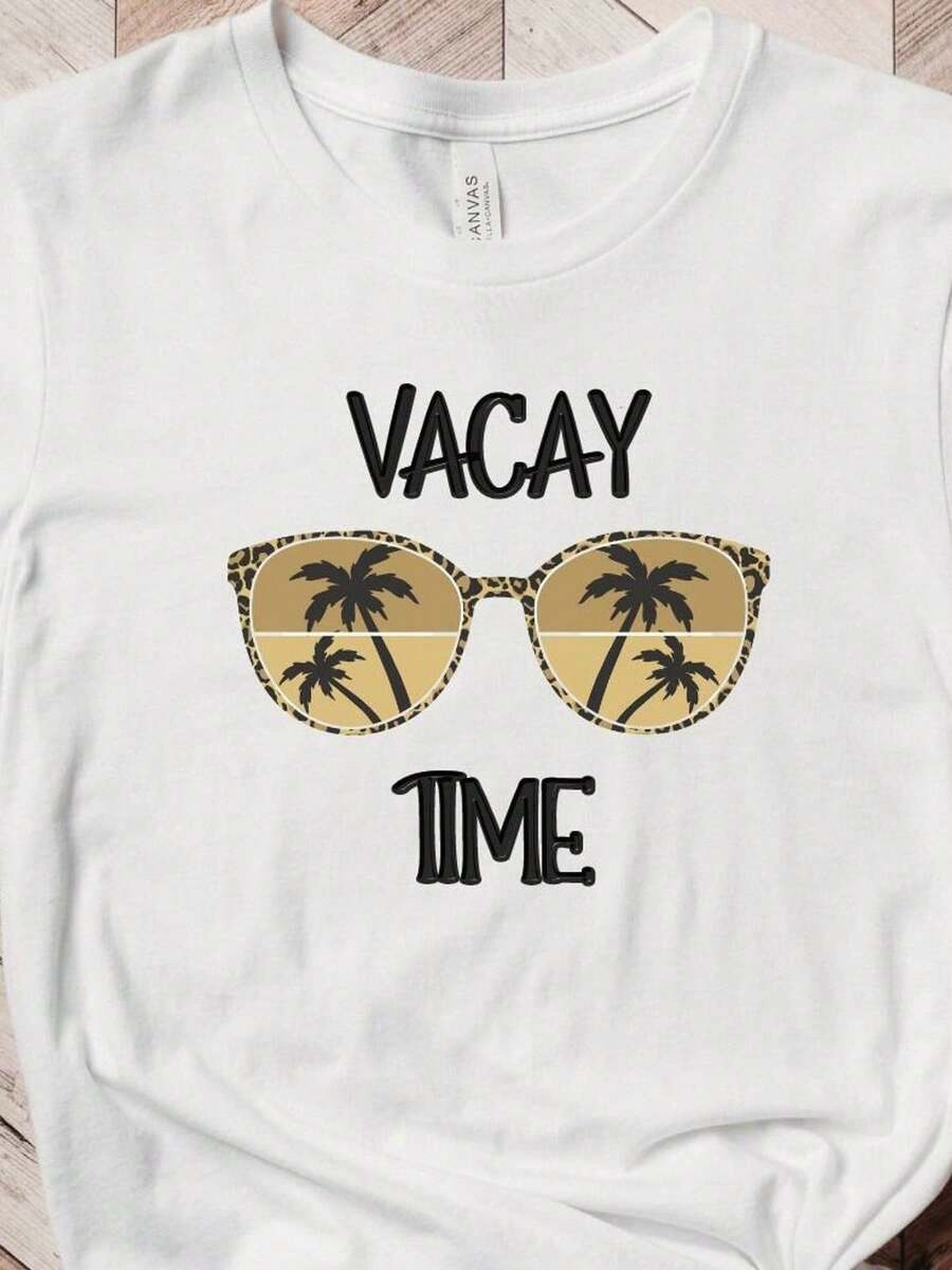 Vacay Time Urlaub Grafik T-Shirt Reise Strand Familie Lässig Tee Geschenk für Reisende Unisex - Weiss - Übersicht 1