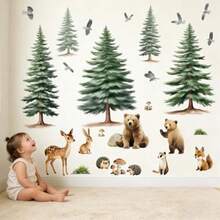 Woodland Animal Wall Decals For Baby: Forest Theme Removable Vinyl Wall Decals Nursery Room Toddler Ages 0-12 Years - Woodland Animal a - View 1