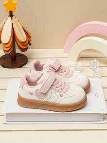 2026 Spring/Autumn New Kids' Hook And Loop White Sneakers, Simple Versatile Skate Shoes, Anti-Slip Soft Sole School Sports Shoes For Boys And Girls - White - View 5