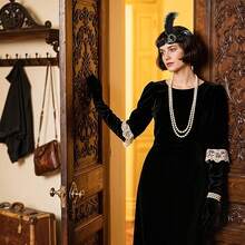 1/4/5pcs 1920s Vintage Women's Fashion Outfit Set, Women's Party Dress, Beautiful Goddess Costume, Halloween Costume, Carnival - Multicolor - View 5