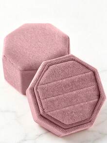 1pc Velvet Ring Box, Hexagonal 3-Slot Ring Box, Suitable For Wedding Ceremony, Can Hold Multiple Rings, White Engagement Wedding Commemorative Box, Wedding Ring Storage Box, Engagement Ring Organizer Box - Multicolor - View 48