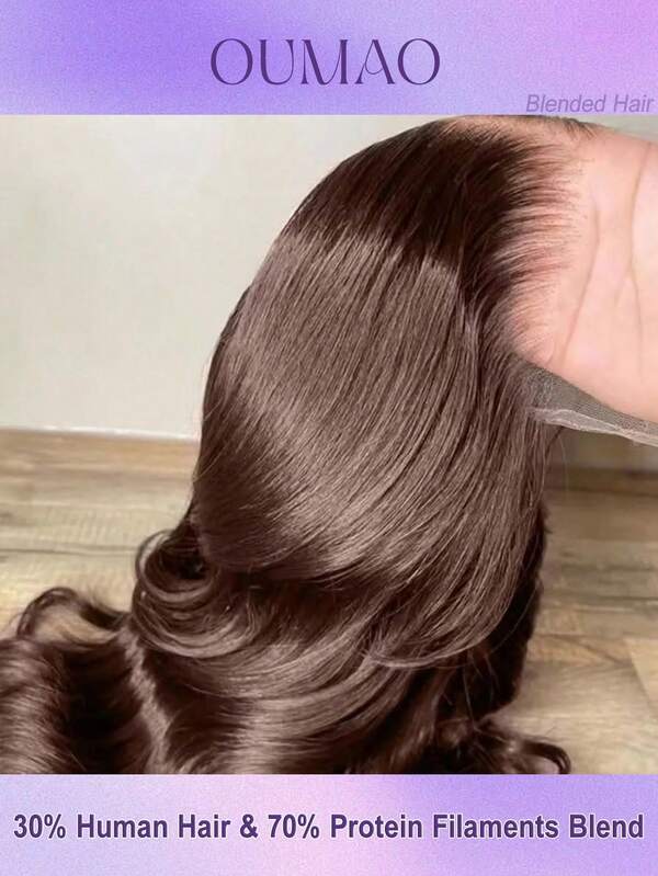 8-34 Inch Brazilian Virgin Hair Chocolate Brown Glueless Wig, Pre-Cut 5x5 4x4 Lace Closure Wig, Human Hair Blend, 13x4 13x6 Wavy Lace Frontal Wig, Pre-Plucked Hairline With Baby Hair, Natural Hairline, 200% Density, #4 Color Women's Daily Wear Wig