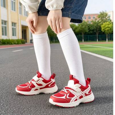 5足セット 子供用 ホワイト ニーハイソックス、ユニセックス ロングチューブソックス、ミッドカーフ 学生制服 ホワイトソックス、フットボールソックス、新学期シーズン